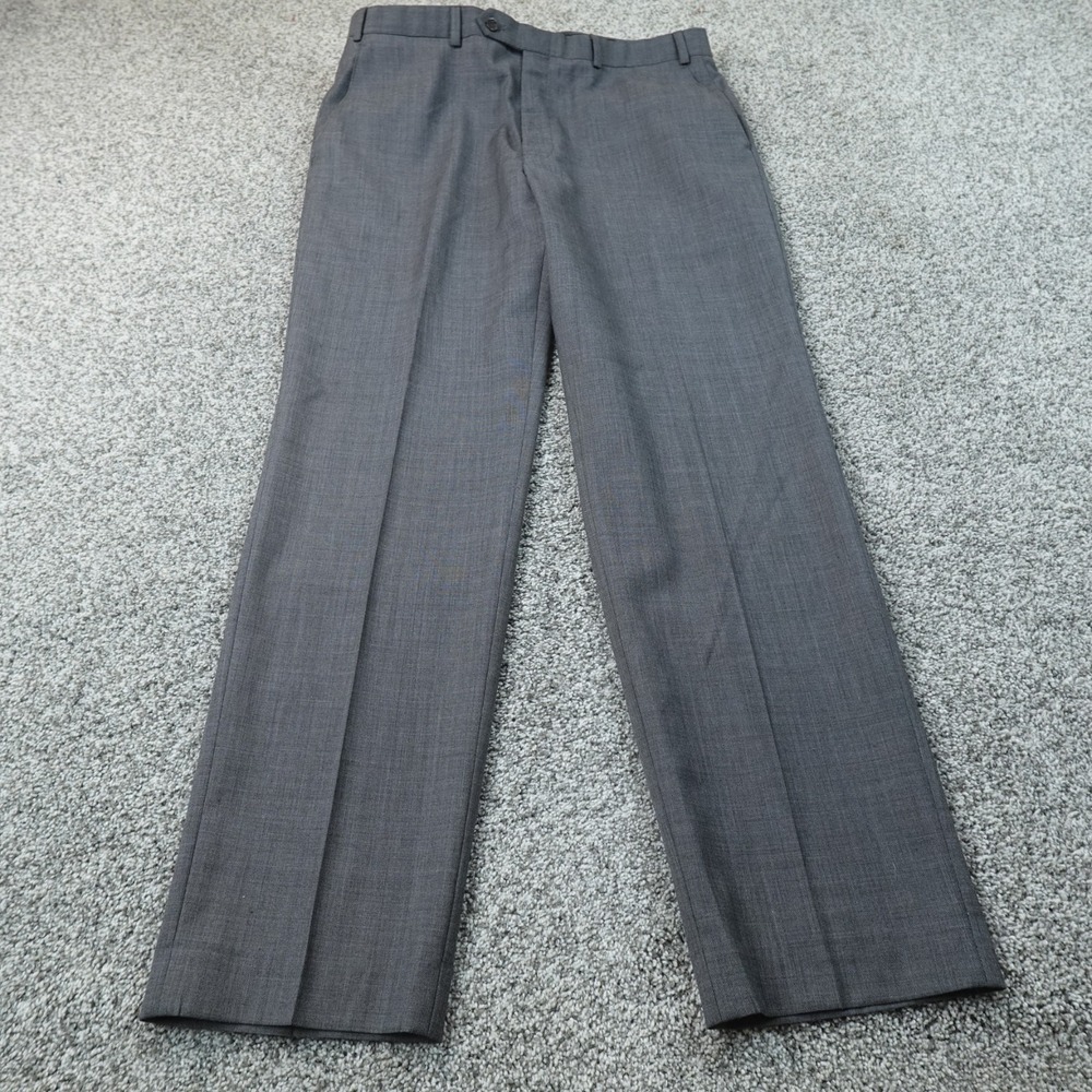 Ralph Lauren Pants Mens 36X32 Gray Wool Chino Trouser Dress Slacks Flat Front